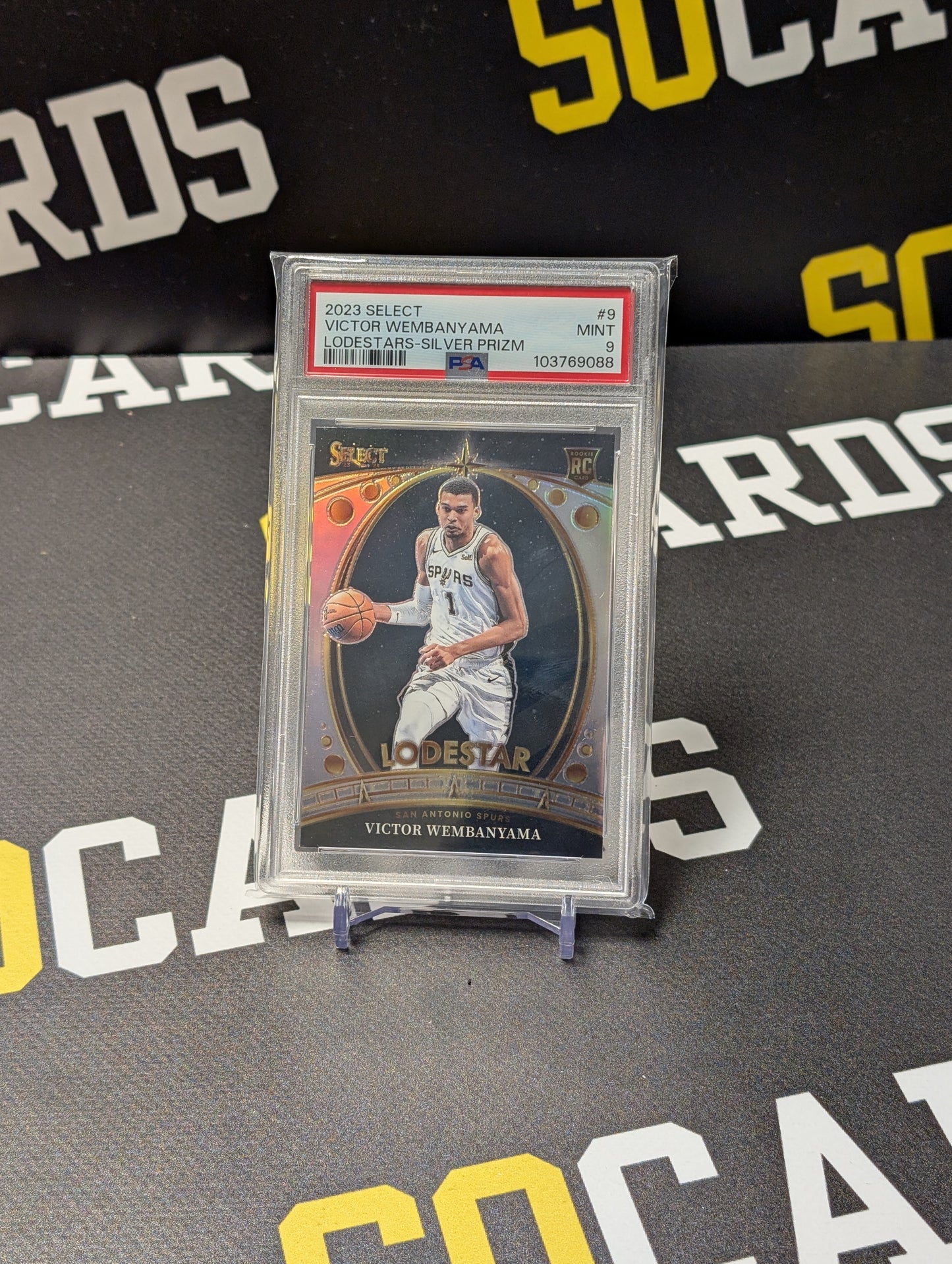 2023 PANINI SELECT LODESTARS SILVER PRIZM #9 VICTOR WEMBANYAMA ROOKIE RC PSA 9