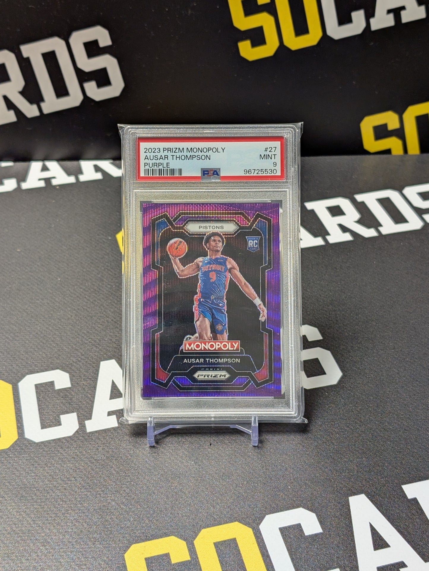 2023 PANINI PRIZM MONOPOLY PURPLE #27 AUSAR THOMPSON ROOKIE RC PSA 9