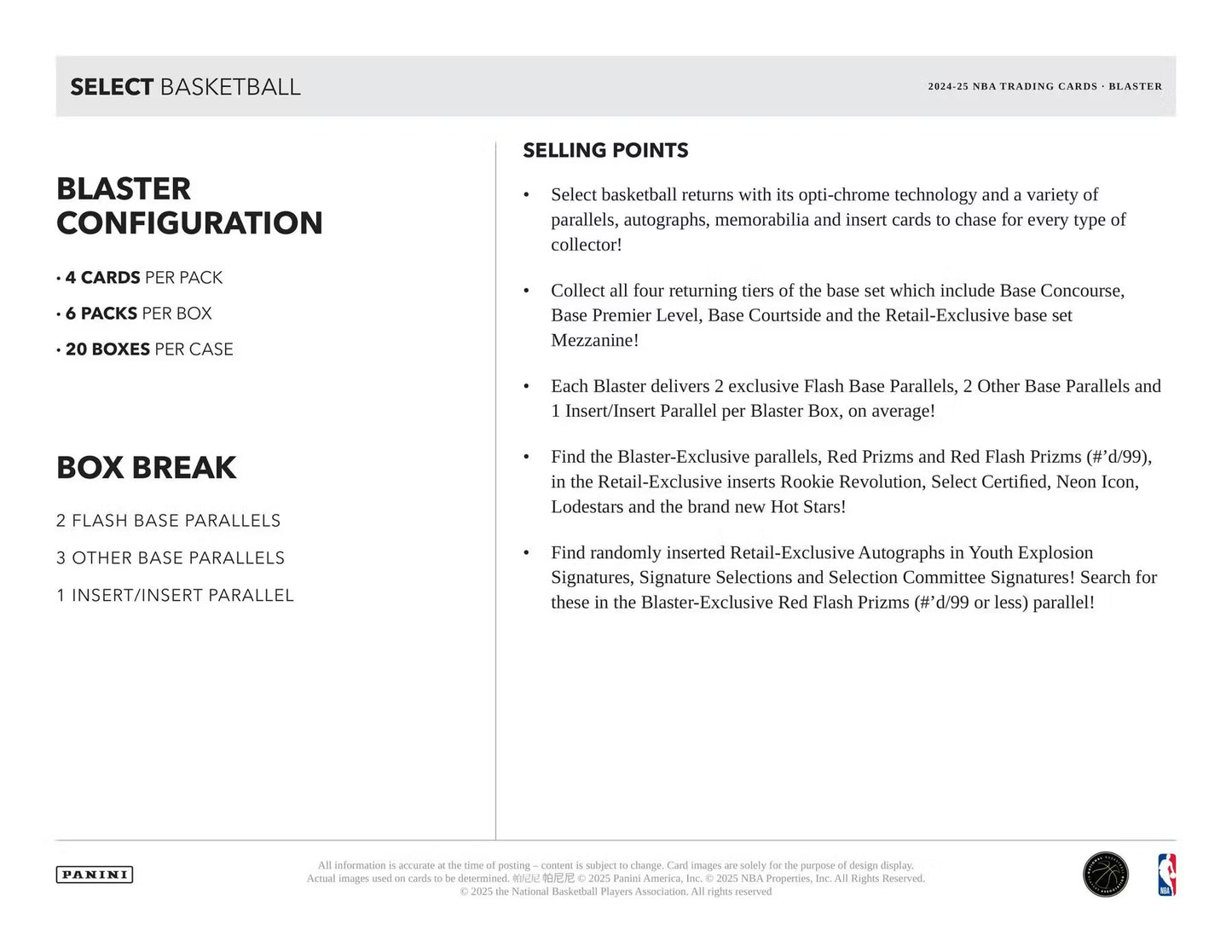 2024-25 Panini Select Basketball Blaster Box