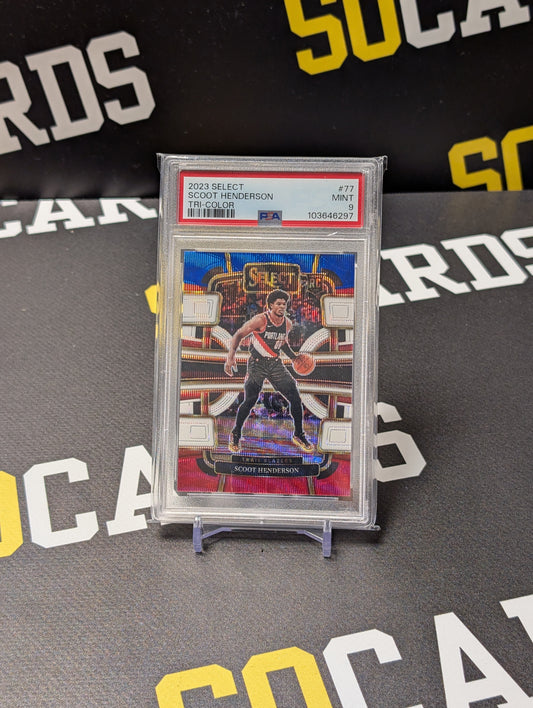 2023-24 Panini Select Basketball Scoot Henderson Tri-Color Prizm RC #77 PSA 9