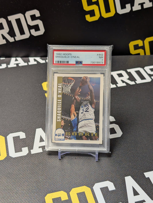 1992 HOOPS #442 SHAQUILLE O'NEAL ROOKIE RC PSA 7