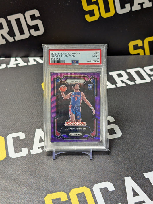 2023 PANINI PRIZM MONOPOLY PURPLE #27 AUSAR THOMPSON ROOKIE RC PSA 9