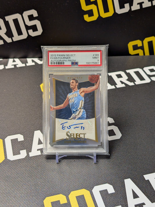 2012-13 Panini Select Silver Prizm /199 Evan Fournier PSA 9 MINT Rookie Auto RC