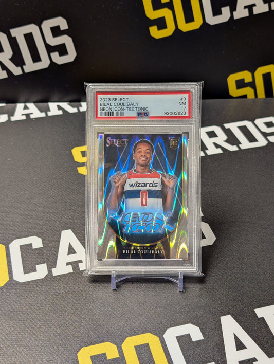2023-24 Panini Select - Neon Icons Tectonic Prizm #9 Bilal Coulibaly (RC) PSA 7